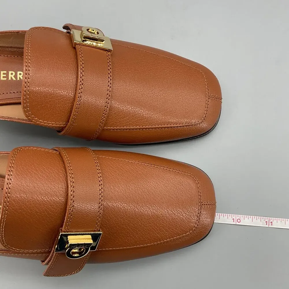 NEW Ferragamo Women’s Mavira Gancini Loafer Mules Brown Size 5C